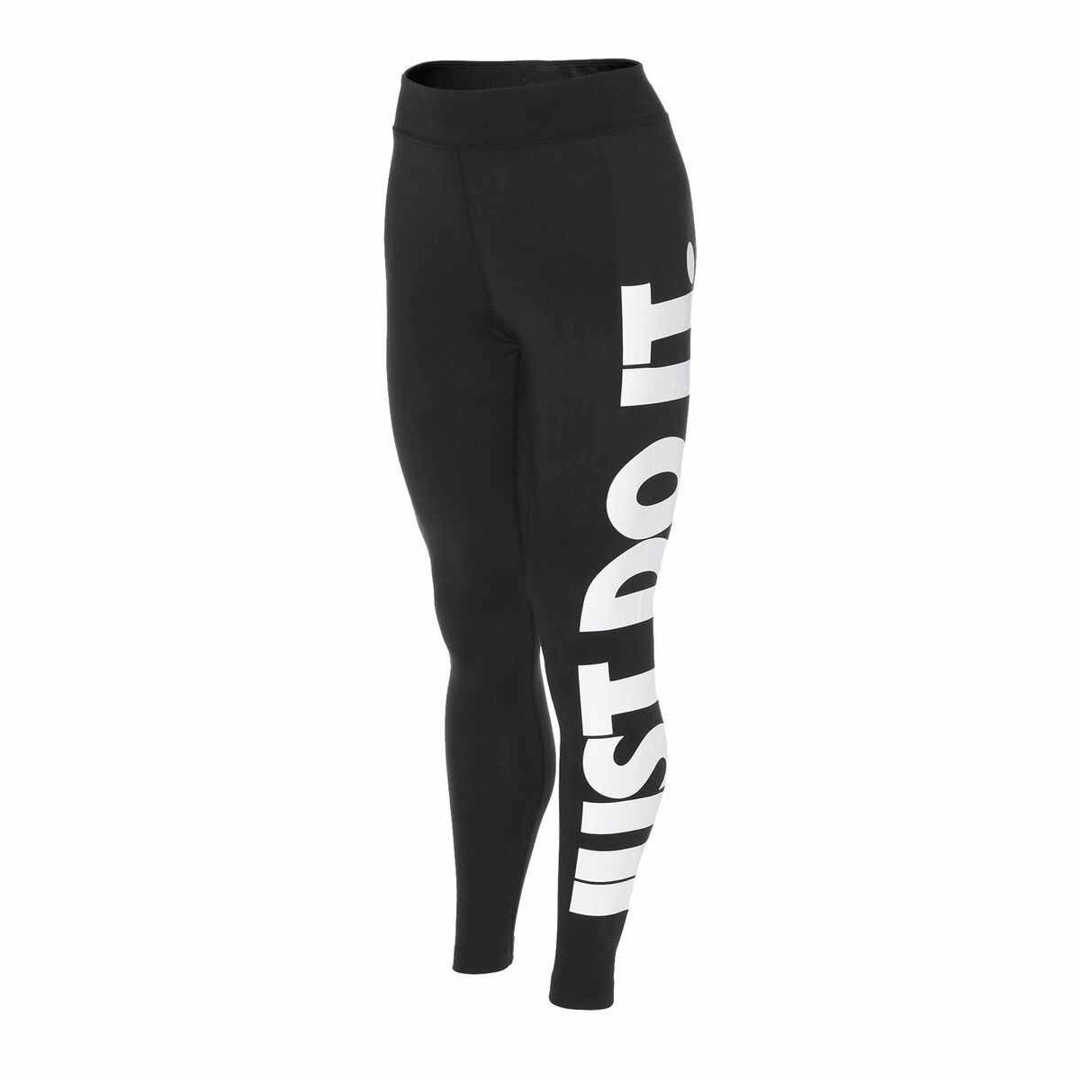 Nike CZ8534 010 black sport leggings for women with bold white vertical SPORT lettering on the leg