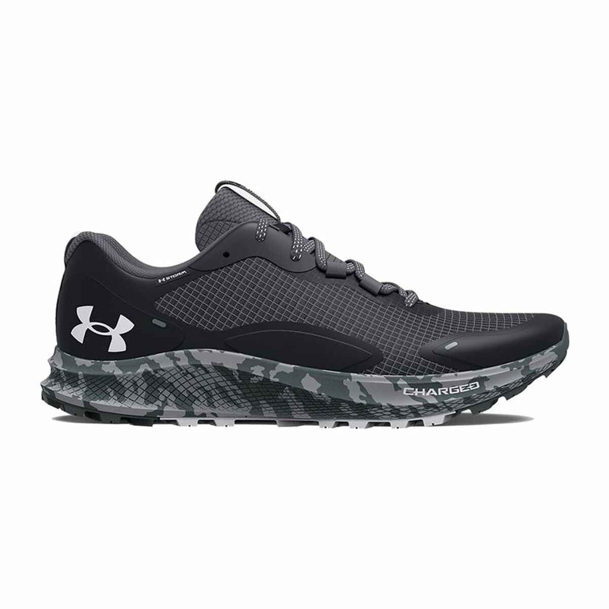 Men's Under Armour Charged Bandit running shoes in black with dark gray accents.