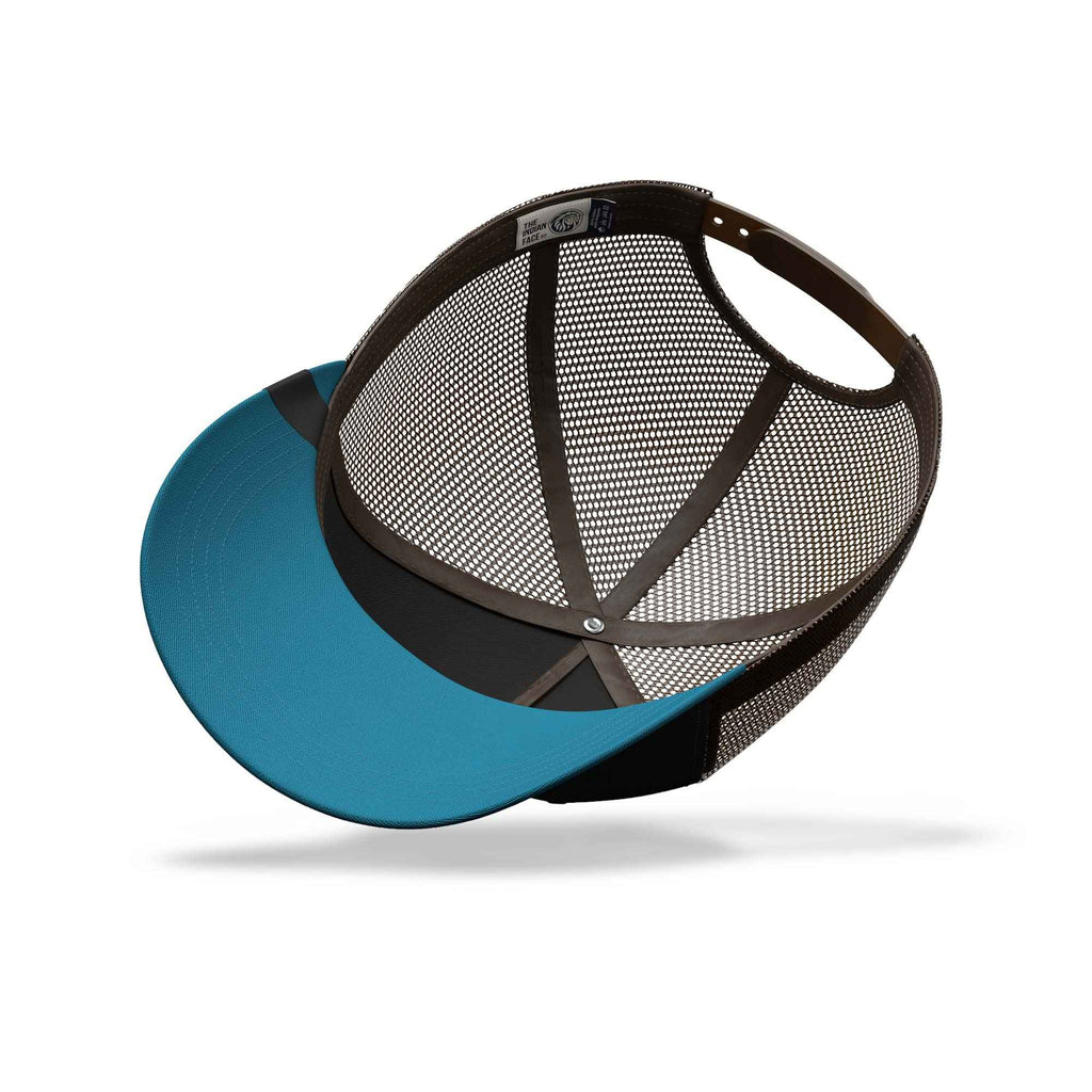 Born to Dunk Brown/Blue trucker cap with teal brim and brown mesh back