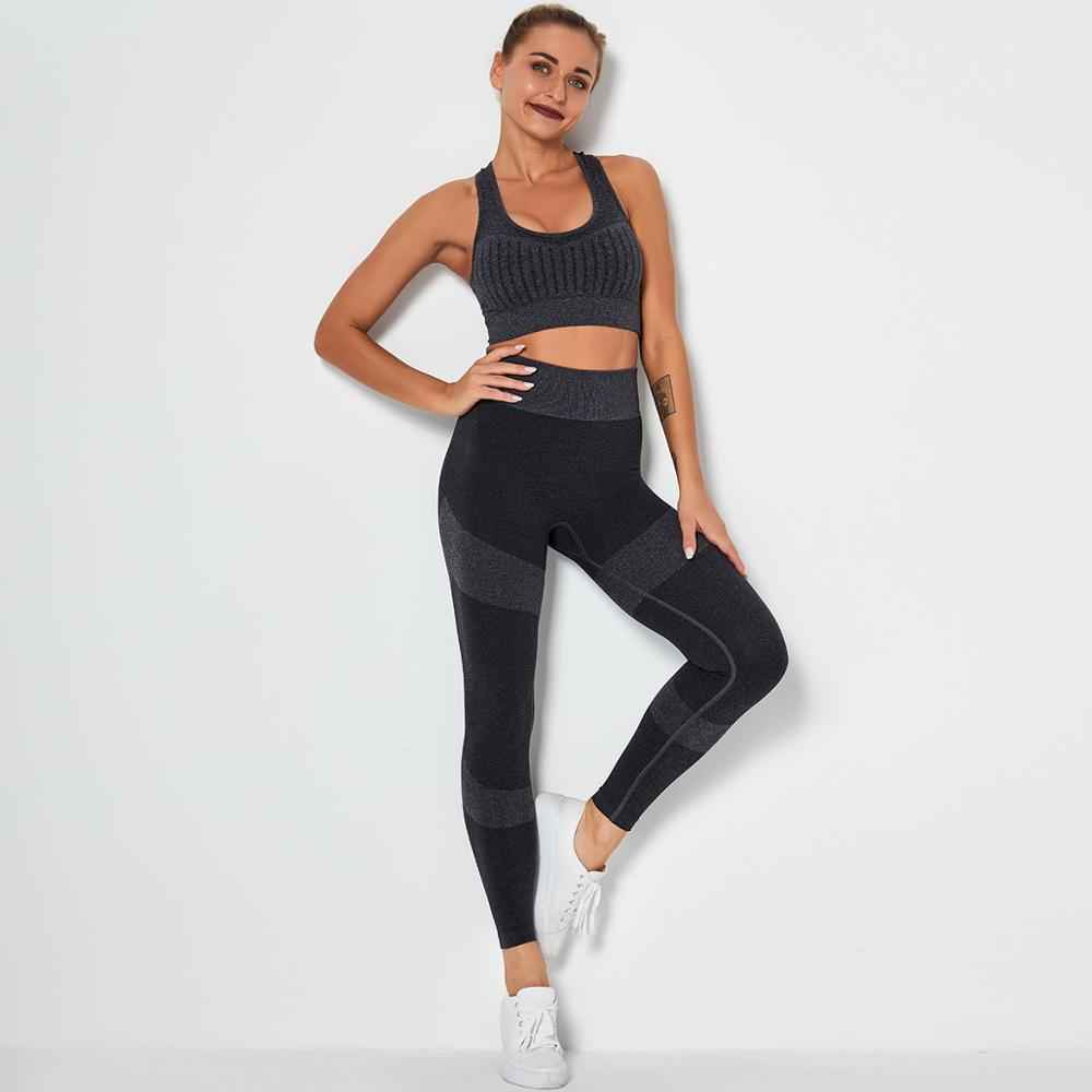 Seamless Yoga Fitness Set Women Sportswear Tank Bra Crop Top Leggings Pants Workout Clothes Gym Clothing 2 Piece Yoga Tracksuit