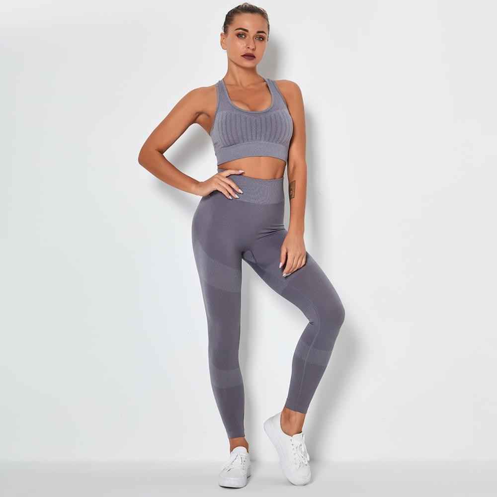 Seamless Yoga Fitness Set Women Sportswear Tank Bra Crop Top Leggings Pants Workout Clothes Gym Clothing 2 Piece Yoga Tracksuit