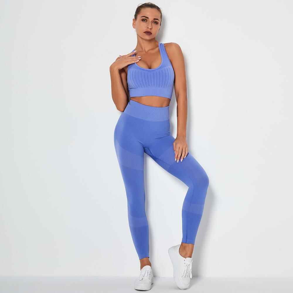 Seamless Yoga Fitness Set Women Sportswear Tank Bra Crop Top Leggings Pants Workout Clothes Gym Clothing 2 Piece Yoga Tracksuit