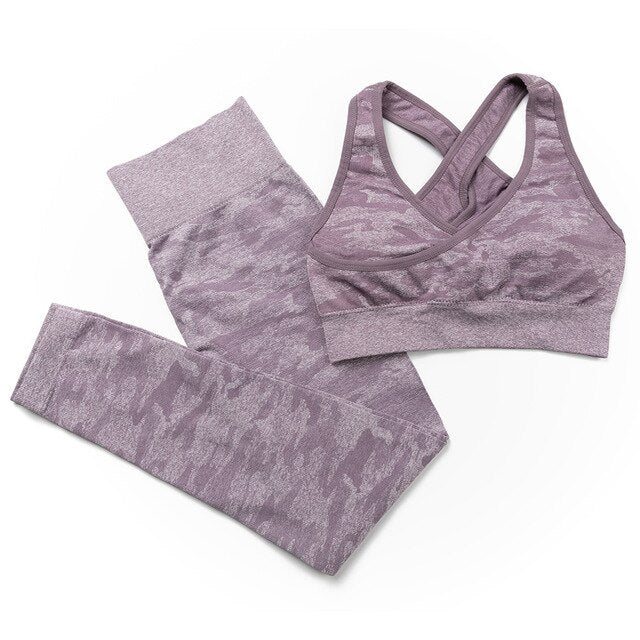 3-teiliges Seamless Yoga-Set - Sport-BH, Crop Top & Leggings