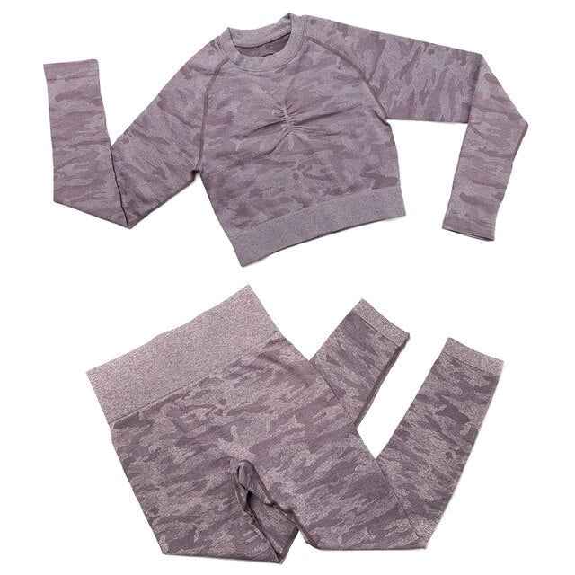 3Pcs Yoga Set Sport Suits Gym Wear Seamless Sportswear Workout Leggings Sports Bra Long Sleeves Crop Tops Fitness Clothing