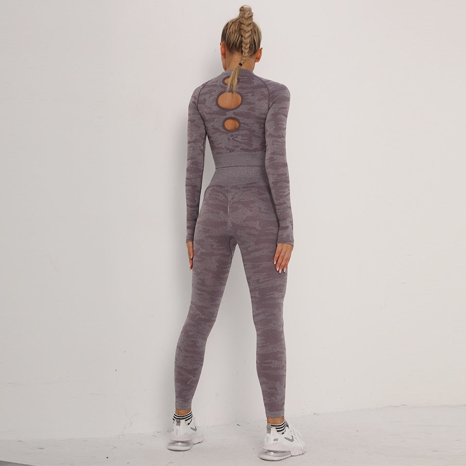 3-teiliges Seamless Yoga-Set - Sport-BH, Crop Top & Leggings